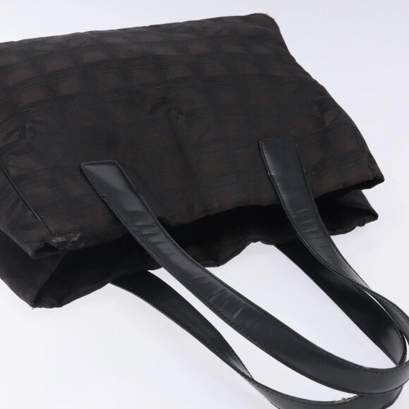 CHANEL New Travel Line Tote Bag Nylon Dark Brown Black CC Auth - Picture 7 of 16